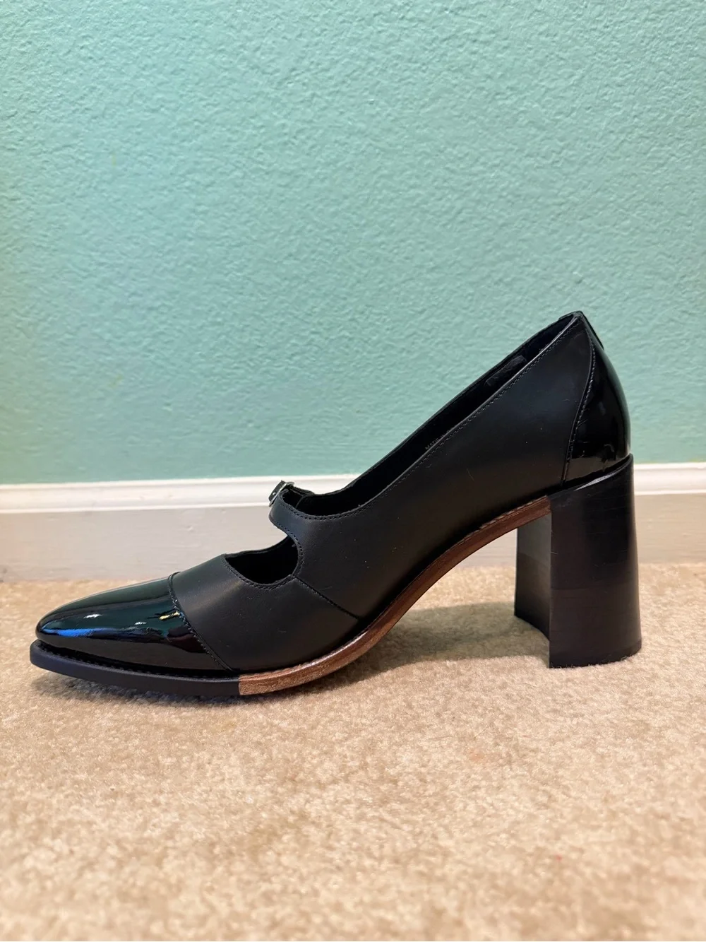 The Office of Angela Scott Miss Eliza Black Leather High Heel